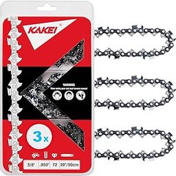 KAKEI Skiptooth 20 Inch Chainsaw Chain 3/8" Pitch, 050" Gauge, 72 Drive Links, Skip Tooth Chain (3 Chains)-image-74