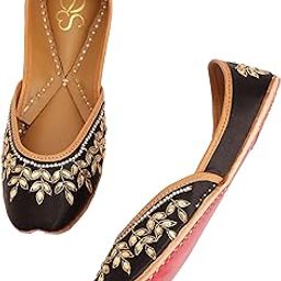Black Ember Casual Mojris/Punjabi Juttis (Leather Slip-Ons/Flats) forWomen-image-25