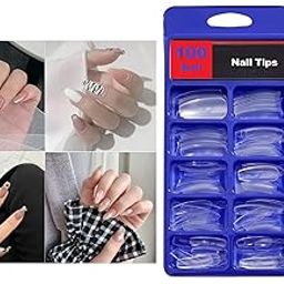 Natural Finger Nails 100 pcs with Press on glue sticke-image-11