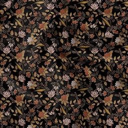 Soimoi Floral Print - Black, Pure Silk Fabric - 42 Inch Wide, 1 Meter, Lightweight Material, Perfect for Elegant Dresses, Sarees, Scarves-image-3