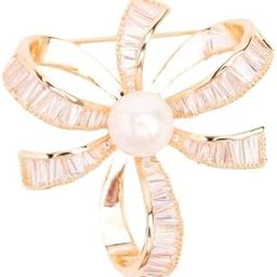 Pearl Bow Brooch Pin | 18k Gold Plated | Trendy, Lightweight & Comfortable | Stylish & Tarnish-Resistant | Qty : 1pc-18