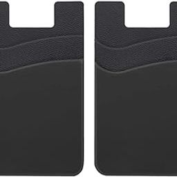 ClickCase Pack of 2Pcs. Silicone TPU Metro/Credit Card Holder for Back of Mobile or Case,Stick on Phone Back Adhesive Dual Pocket Wallet for All Smart Phones (Black,2 Pack)-103