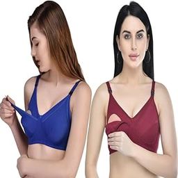 Women's Polycotton Non Padded Wire Free Maternity Bra Set of 2 (Multicolor)-image-82