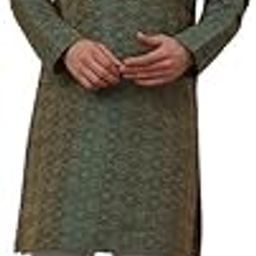 Men's Silk Blend Jacquard Bandhani Kurta With White Elastic Waistband Pyjama Set-image-35