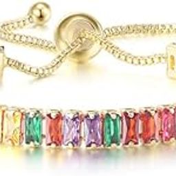 Silver Plated Rectangular Cut Cubic Zirconia Pink Matrix Tennis Bracelet-image-8