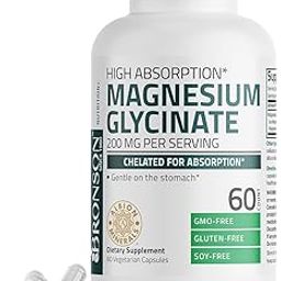 MAGNESIUM GLYCINATE 200 MG PER SERVING 100% CHELATED FOR HIGH ABSORPTION, GENTLE ON STOMACH, NON-GMO, 120 VEGETARIAN CAPSULES-image-85