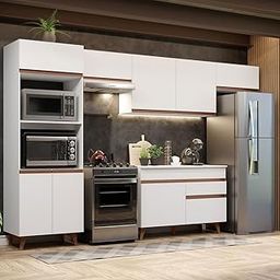 Madesa Full Modular Kitchen Complete Set with Cabinets Ample Storage 330 Cm Wide with 7 Cabinets, 1 Pull-Out Drawer, Wall Hang - White-picture-21