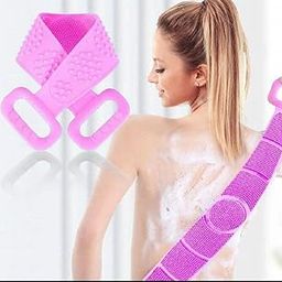 Silicone Back Scrubber with Long Handle, Double-Sided Exfoliating Brush, Multi-Color-image-79