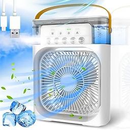Drumstone 𝟏𝟓 𝐘𝐞𝐚𝐫𝐬 𝐖𝐚𝐫𝐫𝐚𝐧𝐭𝐲 Mini Air Cooler with LED Light, Portable AC Fan Cooler, Evaporative Cooler with 3 Wind Speeds, 3 Spray Modes & Timer, Personal Cooling Mist Fan_Multicolor-picture-3