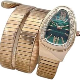Women's Coil Serpentine Bracelet Watch Rose Gold & Silver Tone | Luxury Quartz Wristwatch with Crystal Bezel | Stylish Spiral-image-97