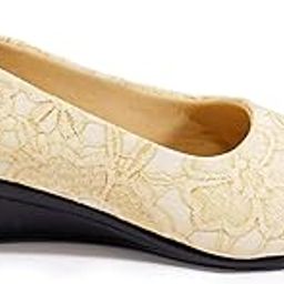 Women’s Floral‑Textured Wedge Belly | Memory‑Foam Cushioned Insole, 1.5‑inch Lightweight Anti‑Skid Heel, Breathable Faux‑Leather Upper | Everyday Office, Festive & Casual Wear, Sizes 3-8-image-80