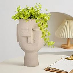 TheKraftLane Ceramic Beige 'Big Human Face Vase' | Vases for Home Decor Decorative Vase for Dried Flowers and Pampas Grass - Set of 1 | Vases for Living Room, Office Decor Ideas-image-62
