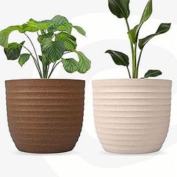 Eha Set of 2 Earth-Friendly 4" Verona Pots and Planters | Bamboo Based Table Planter for Office | UV Protected |Plant Pots for Indoor & Home Decor,Balcony & Garden | Sand-Tortilla-5