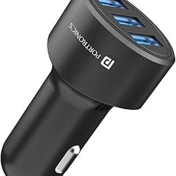 Portronics 17W Car Power 12 Car Charger with Triple USB Output, 17 Watts & 3.4 Amp Total Output, Adapter Compatible with Most Cars & Cellular Phones (Black)-31