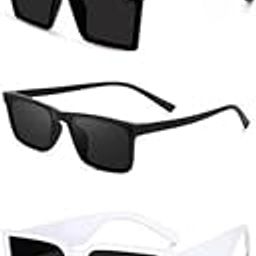 Unisex combo offer pack of 5 shades Unisex Fashion Sunglasses Set, 5 Pairs, Metal Frame, Black and Silver - Combo5-911-image-68