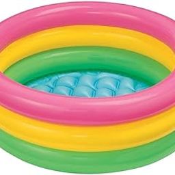 GOGA ENTERPRISES Bath Tub Swimming Pool Activities Bathing Tube Outdoor Inflatable Sunset Glow Round Colourful Ring-image-45
