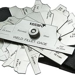 KEEAN Fillet Radius Welding Inspection Gauge Includes Leather Case 25.4 mm - 3.2 mm Metric or 1/8" - 1" Inch Checking Leg Length Throat Thickness-29
