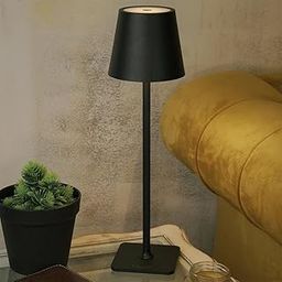Chronos Conic Cordless LED Table Lamp - USB Rechargeable Portable Touch Control Dimmable 3 Light Color Tunable Table Lamp for Hotel, Cafe, Restaurant or Home for Bedside, Dining (Black)-picture-26