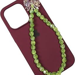 phone charm with ovel cut beads and single butterfly, stylish mobile charm-17