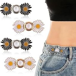 2Pcs Daisy Jeans Tightening Clips, Flower Detachable Jeans Adjustable Button Pins, Adjustable Waist Buckle for Women, Instant Pants Waist Tighteners for Loose Waist for Pants Skirts-image-74