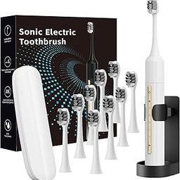 Fairir Sonic Electric Toothbrush with 10 Brush Heads for Adults and Children, Up to 30 Days on a Single Charge, 5 Modes, Built-in 2-Minute Smart Timer, IPX8 Waterproof Electric Toothbrush（White-image-55