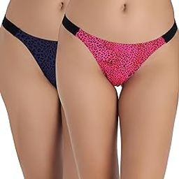 Womens Mid Rise Super Soft Nylon Lycra Printed Thong Panties (Pack of 2) (Available in 4 Stylish Shades)-image-55