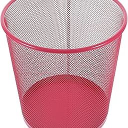 STOBOK Mesh Trash Can Round Mesh Waste Basket Mesh Garbage Bin Open Top Lightweight Bathroom Wastebasket Recycling Bins for Office Home Red-27