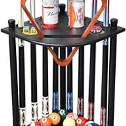 RUP Pool Stick Holder, Solid Wood Holds 8 Cue Sticks, Ball set, Chalk, Triangle, Free Standing Corner Style Black | Ball & Cue Racks (Accesories not included)-picture-16