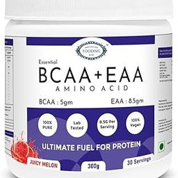 BCAA+EAA Powder | 100% Vegan, Sugar-Free & Non-GMO | Muscle Recovery, Energy, and Endurance Support | Tropical Berry Flavor | 300gm-image-24