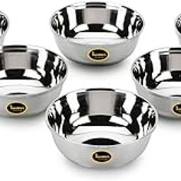 Kanshita's Rasoiware Stainless Steel Heavy Gauge Small Katori/Chatni Bowl- 85 ml, 6 Piece, Silver-12