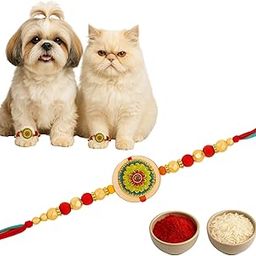 Western Era Resin Pet Rakhi for Dogs & Cats | Handcrafted Raksha Bandhan Thread for Furry Brother | Durable Resin Charm with Roli Chawal | Trendy Rakhi for Pets with Love & Protection Symbol (Style 6)-image-30