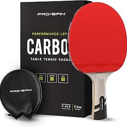 PRO SPIN Elite Series Pro Carbon Performance-Level Table Tennis Racket with Carbon Fiber Technology, Bonus Premium Rubber Protector (Red)-19