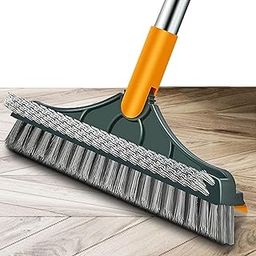 classic-hub 2 in 1 Floor Scrub Brush Floor Brush Scrubber with Long Handle Grout Brush Scrape V-Shape Stiff Bristle Cleaning Brush with Squeegee 120Rotating Tile Brush for Bathroom Kitchen-27