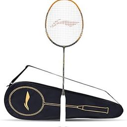 Li-Ning 3D Calibar X Drive Carbon Graphite Strung Badminton Racquet, 82 Grams, 30 Lbs String Tension and Free Full cover(Dark Grey/Gold)-picture-25