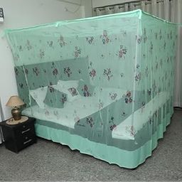 EMBOSSED Luxury Mosquito Net for Bed Double to King Size Bed Canopy |Cotton Mosquito Net| Finest Mesh – 300 Holes per Square Inch, with Hanging Hook Green 5x7-12
