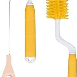 ArtSpark 3 Pcs Silicone Baby Bottle Cleaning Brush Set – Nipple & Straw Cleaner with Soft Bristles, 360° Rotating Handle, Baby Feeding Accessories (Yellow)-image-46
