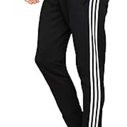 Men's Black Track Pants with Side Stripes, Drawstring Waist-23