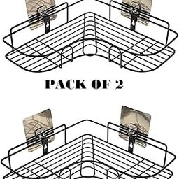 TRYKSHA (PACK OF 2 Bathroom Shelf, Metal Shower Caddy Corner Shelf Wall Mounted,& Bathroom Wall Shelf with Hooks/Bathroom Organizer Shelf/Bathroom Rack/Bathroom Accessories-image-29