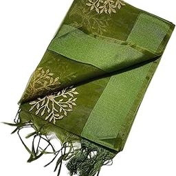 Women's Fancy Banarasi Organza Silk TISSUE Dupatta with Golden Tree Embroidery, Zari Work-image-31