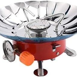 Paghadi Portable Ultralight Camping Stove Portable Mini Outdoor Folding Metal Camping Gas Stove Windproof Furnace Burner Backpacking Hiking Electronic Ignition 2800W (Round)-image-49