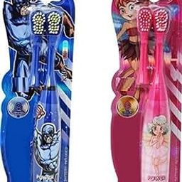 RavSo-Sonic Battery Powered Electric Toothbrush Extra Toothbrush Head Electric Toothbrush Kids Girls Boys (Combo Of Pink & Blue), 2 pieces-image-68
