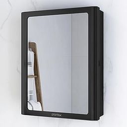 Plantex Bathroom Cabinet with Mirror/ABS Bathroom Storage Organiser/Multipurpose Shelf/Wall Mount Mirror Cabinet for Wash Basin (14x18 Inch, Black)-11