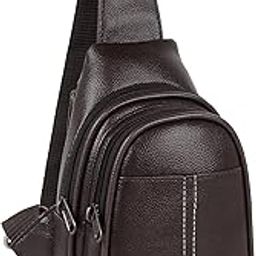 Vintage Crossbody Sling Bag for Men Slim Vegan Leather Chest Bag for Men Women Small Shoulder Side Bag Water-resistant Mobile Passport Bag Travel Office-5