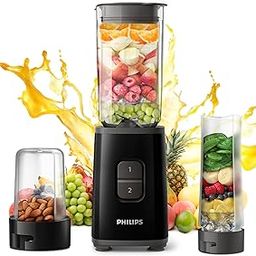 Philips HR2603/90 Mini Blender Mixer Grinder | Smoothie Maker | 350W Power | 3-Jar Capacity | With Variable Speed Control | Perfect for Smoothies, Mixing & More-0