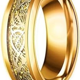 Intelligent Smart Body Temperature Monitor Stainless Steel Ring for Girl and Boy Stainless Steel Titanium Plated Ring (Black Gold, 21)-image-44