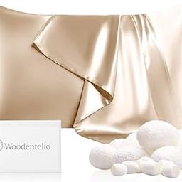 Woodentelio Satin Pillow Covers Set of 2 with 3 Free Scrunchies – Smooth & Cooling Fabric for Hair and Skin | Luxury Beauty Sleep Essentials (Beige)-image-41