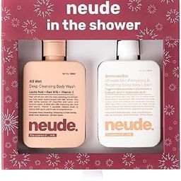 Neude In The Shower Body Care Gift Kit with Body Wash & Spray Body Lotion for Men & Women – Milk Body Wash with Vitamin C 250ml + Ultralight Spray Body Lotion with Yogurt Ceramides & More 250ml-1