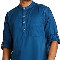 Men's Cotton Solid Short Kurta (Regular Fit)-image-74