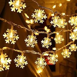 Gesto Snowflake Serial String Lights for Decoration - 14 LED Snow Flake Fairy Lights Waterproof Indoor Outdoor for Home Decoration (Warm White)10 Feet-4