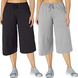 Women's 3/4th Capri,Loose Fit Capri,Cotton Capri,Yoga Pants Wide Leg,Comfy Workout Capris for Women Combo of 2 Pack-picture-30